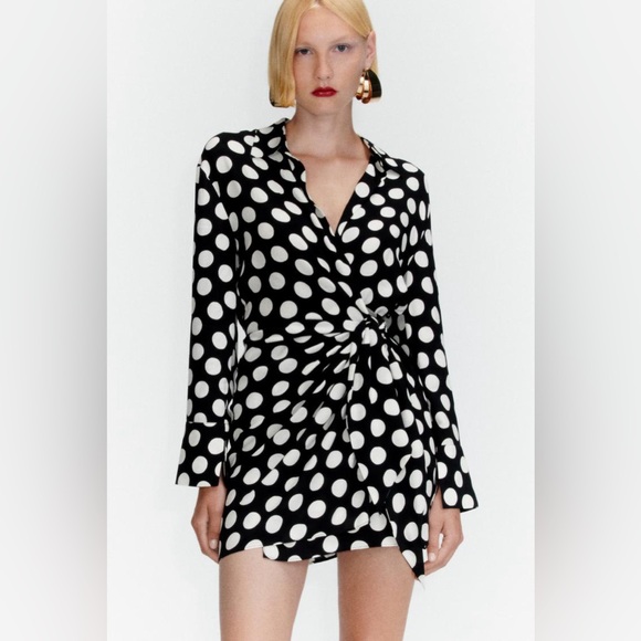 Zara Dresses & Skirts - NWT Zara Dot Shirt Wrap Mini Dress